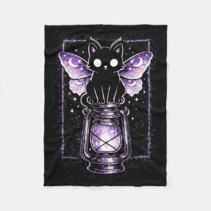 Manta Polar Gato gatito polilla lunar morado kawaii gótico pas
