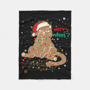 Manta Polar Gato gracioso enredado en el árbol de Navidad se e