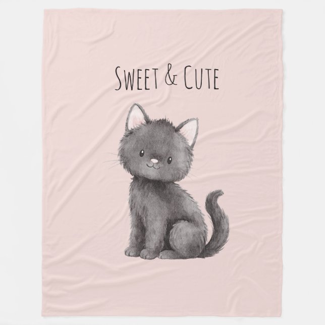 Manta Polar Gato Gris Dulce Lindo (Anverso)