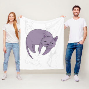 Manta Polar Gato gris durmiendo y carátula de garganta para fi