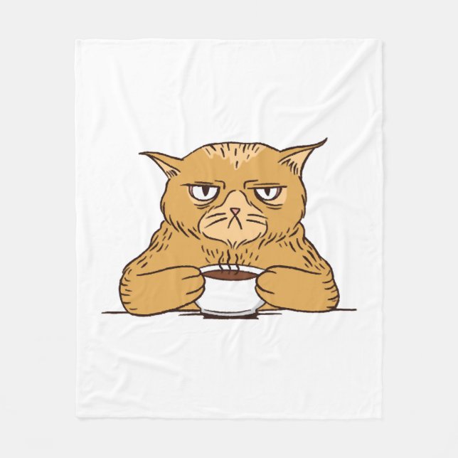 Manta Polar Gato Gruñón Con Café (Anverso)