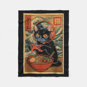 Manta Polar Gato japonés retro divertido de ramen kawaii lindo