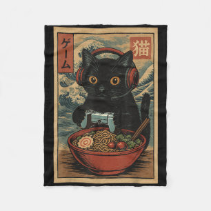 Manta Polar Gato japonés retro divertido de ramen lindo Kawaii