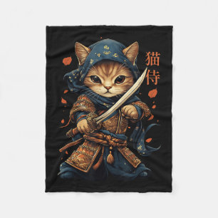 Manta Polar Gato japonés samurai tattoo Kawaii Ninja gato W