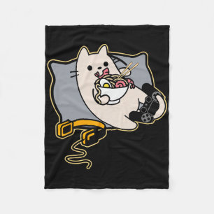 Manta Polar Gato jugador comiendo Ramen nerd Juego pausado