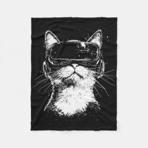 Manta Polar Gato Jugador De Arte De Línea Minimalista En Auric
