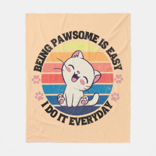 Manta Polar Gato kawaii blanco