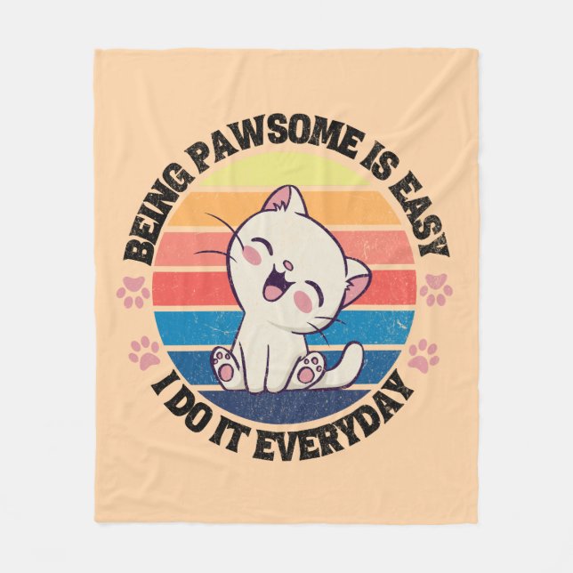 Manta Polar Gato kawaii blanco (Anverso)