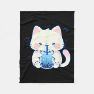 Manta Polar Gato Kawaii Boba Japonés Chica Anime Estética Lind