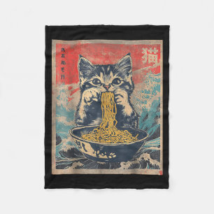 Manta Polar Gato Kawaii Comiendo Fideos Ramen Divertido Regalo