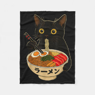 Manta Polar Gato Kawaii Comiendo Fideos Ramen Divertido Regalo