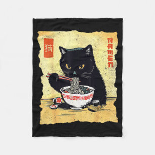 Manta Polar Gato Kawaii Comiendo Fideos Ramen Divertido Regalo