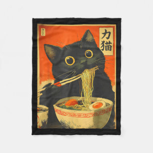 Manta Polar Gato Kawaii Comiendo Fideos Ramen Regalo Divertido