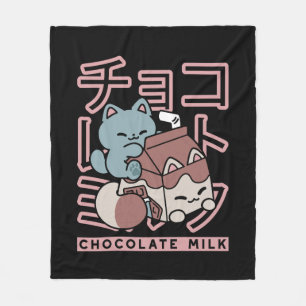 Manta Polar Gato Kawaii con Leche de Chocolate – Arte Pop Japo