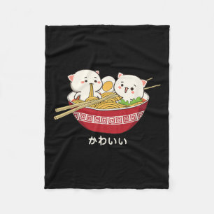 Manta Polar Gato Kawaii Japonés Tokyo Anime Cat Ramen T Shirt