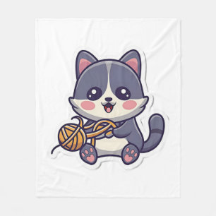 Manta Polar Gato lindo con camiseta clásica Yarn