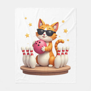Manta Polar Gato Lindo Con Gafas De Sol Gato Jugando Bolos Par