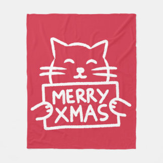 Manta Polar Gato Lindo Feliz Navidad