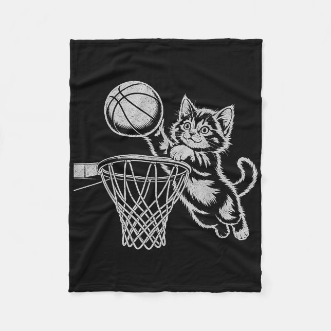 Manta Polar Gato lindo jugando al baloncesto Hombres Mujeres N (Anverso)