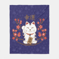 Gato Maneki-neko con buena suerte kanji