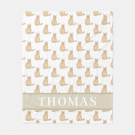 Manta Polar Gato masculino personalizado (Naranja) rosa y blan