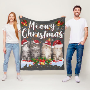 Manta Polar Gato Meowy Navidades en pareja Pajamas Santa