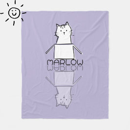 Manta Polar Gato Morado Lindo Reflejo Garabato Nombre Personal