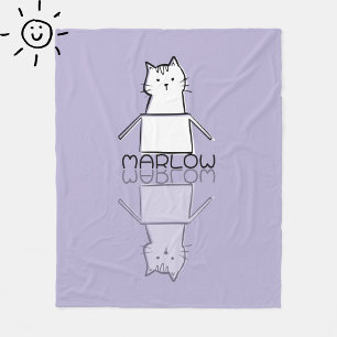 Manta Polar Gato Morado Lindo Reflejo Garabato Nombre Personal