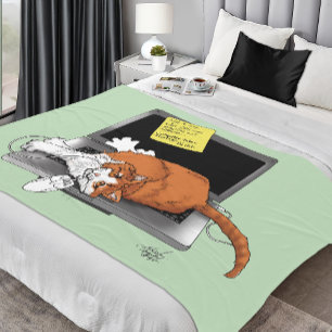 Manta Polar Gato Naranja Divertido Portátil Verde Trabajo Casa
