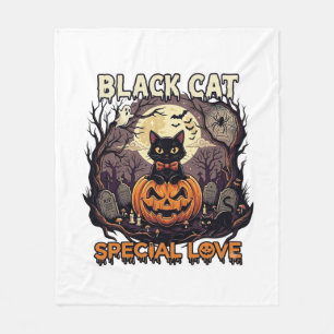 Manta Polar Gato Negro Amor Especial Halloween Calabaza Luna L