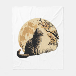 Manta Polar gato negro bajo luz de la luna