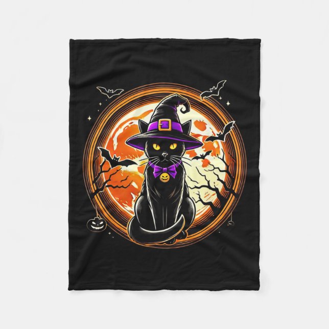 Manta Polar Gato negro Bruja ventilado gatos asusta gato de Ha (Anverso)