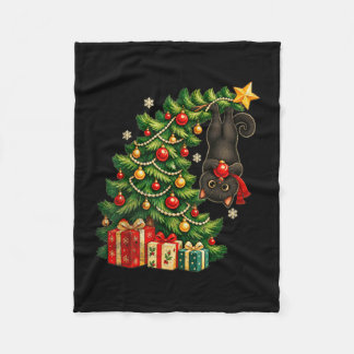 Manta Polar Gato negro colgando del árbol de Navidad mascota f