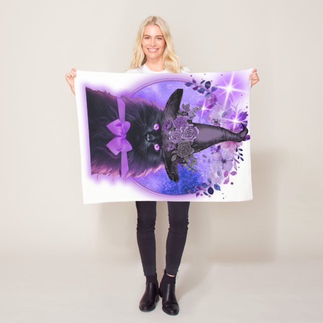 Manta Polar Gato negro con aura morada (In situ)