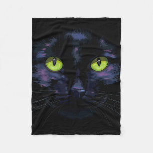 Manta Polar Gato negro con los ojos verdes