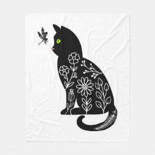Manta Polar Gato negro con ojos verdes
