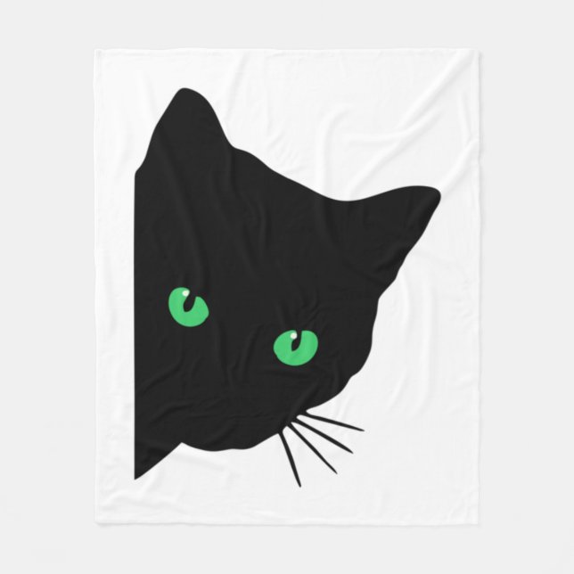 Manta Polar gato negro con ojos verdes (Anverso)
