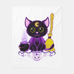 Manta Polar Gato negro de bruja de Halloween lindo