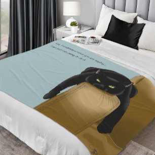 Manta Polar Gato negro descarado divertido humor cansado azul