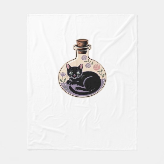 Manta Polar Gato negro en botella de poción camiseta clásica (Anverso)