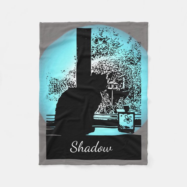 Manta Polar Gato negro en la ventana (Anverso)