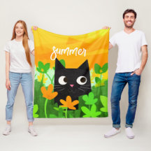 Gato negro floral Naranja verde personalizado