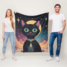 Manta Polar Gato negro futurista atómico en luz de la luna