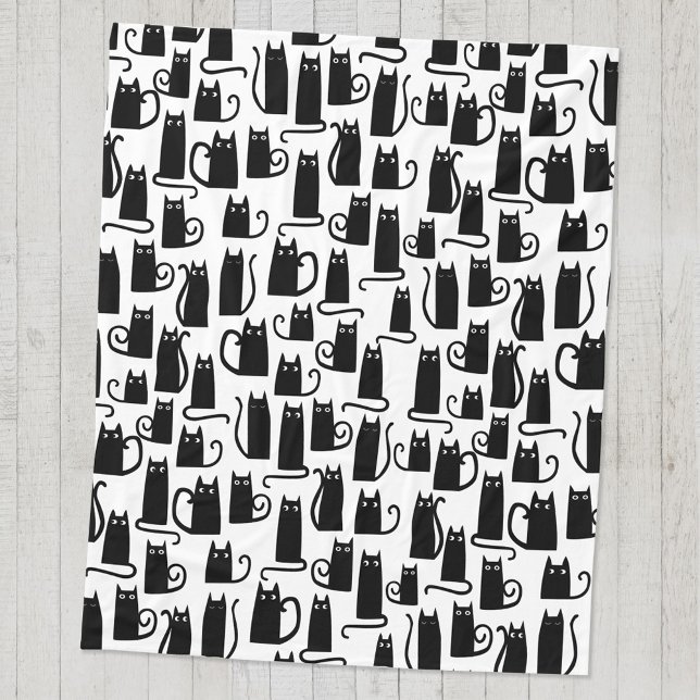 Manta Polar Gato negro lindo (Fun whimsical black cat fleece blanket)