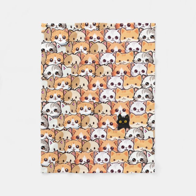 Manta Polar Gato negro lindo en gatos naranjas mascota Patrón  (Anverso)