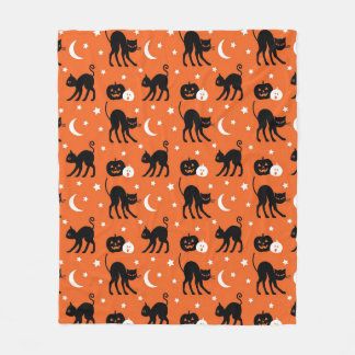 Manta Polar Gato negro lindo Patrón Halloween continuo | Naran