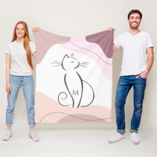 Manta Polar Gato negro minimalista orgánico boho formas monogr