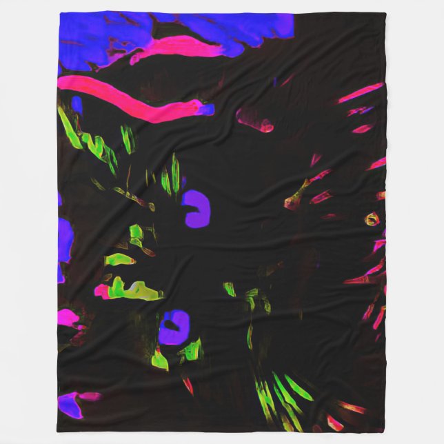 Manta Polar Gato negro neón con ojos brillantes (Anverso)