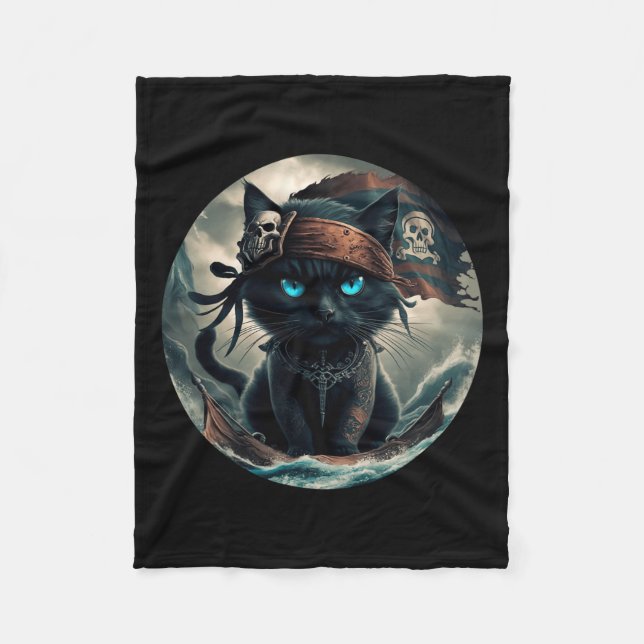 Manta Polar Gato negro pirata (Anverso)