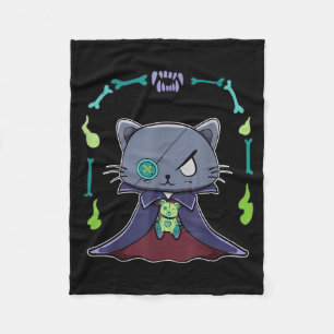 Manta Polar Gato Negro Vampiro Drácula y Oso de Peluche Para